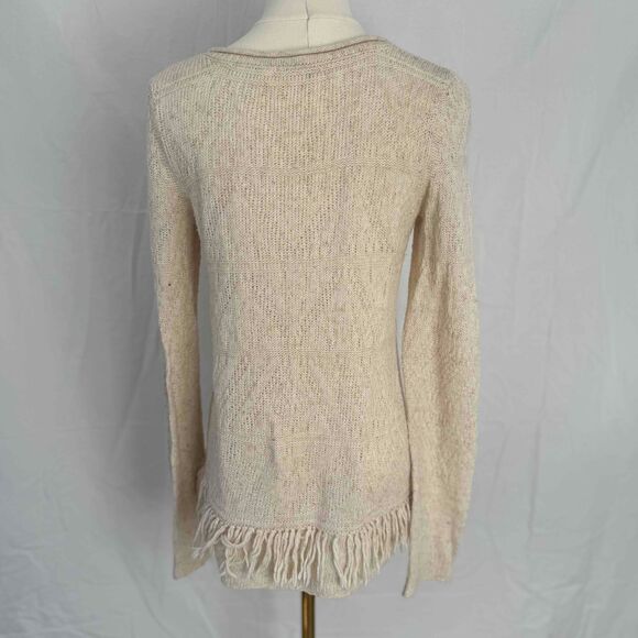 Moth Neutrals Fringe Trim Long Sleeve Pullover Sweater Womens XS - Picture 7 of 15